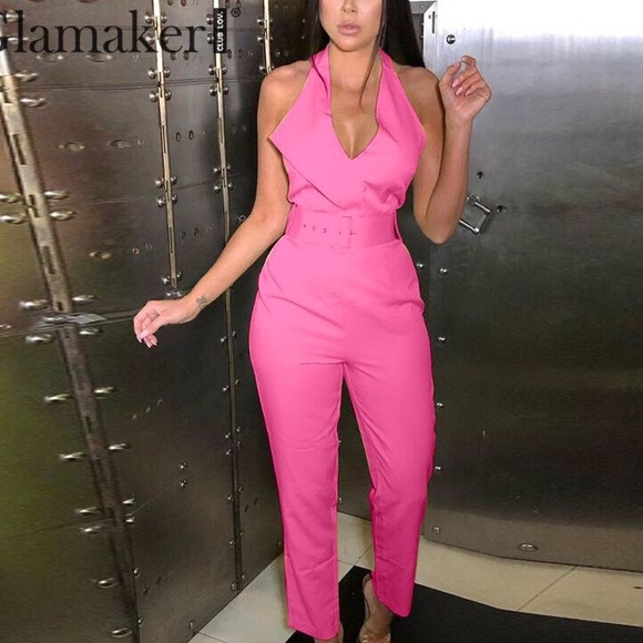 Pants - 💗🌸NWOT🌸💗 Neon pink halter jumpsuit